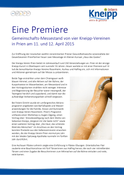 Eine Premiere - Kneipp-Bund