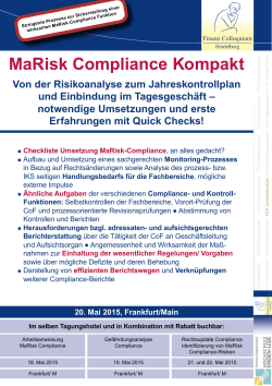 MaRisk Compliance Kompakt - Finanz Colloquium Heidelberg