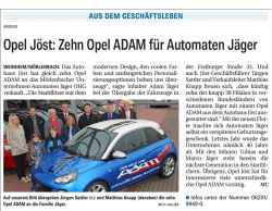 Opel Jöst: Zehn Opel ADAM für Automaten Jäger