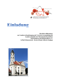 Herzlich willkommen, zur Landesverbandstagung mit