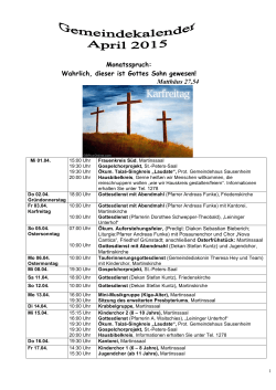 Gemeindekalender April 2015 - Evangelische Kirche der Pfalz