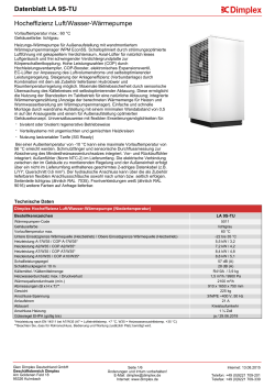 Datenblatt Hocheffizienz Luft/Wasser-Wärmepumpe: LA