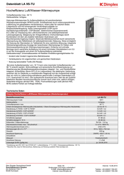 Datenblatt Hocheffizienz Luft/Wasser-W&auml;rmepumpe: LA