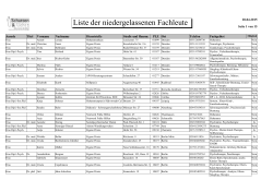 Liste der niedergelassenen Fachleute