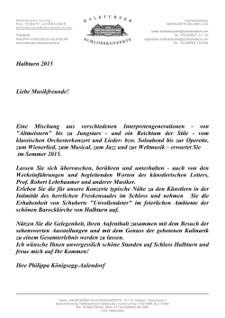 Pressetext & Programm Halbturner Schlosskonzerte 2015