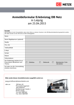 Anmeldeformular Erlebnistag DB Netz