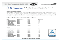 Micro Plasma Ionisator geprüft und zertifiziert vom TÜV Rheinland