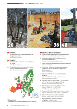 Inhalt GEOTHERMIE SONDERHEFT 2015 WW
