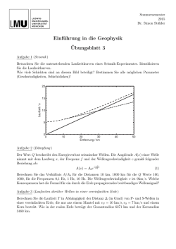 Einf&uuml;hrung in die Geophysik &Uuml;bungsblatt 3