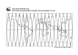 Die Erde als geschälte Orange (Durchmesser: 8 cm)