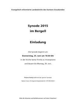 Einladung Synode 2015 Bergell - Evangelisch