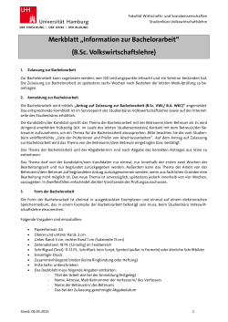 Merkblatt „Information zur Bachelorarbeit“ (B.Sc
