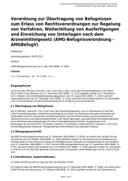 Verordnung zur Übertragung von Befugnissen zum Erlass von