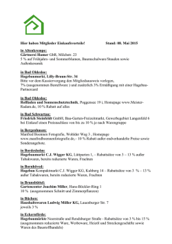 Einkaufsvorteile - Stand 08.05.2015