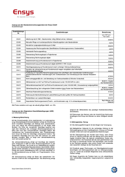 Auszug aus den Standardverrechnungspreisen der Ensys GmbH