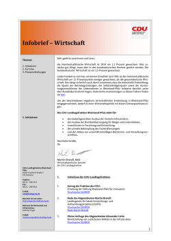 Infobrief &ndash; Wirtschaft - CDU-Landtagsfraktion Rheinland