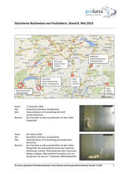 Gesicherte Nachweise von Fischottern, Stand 8. Mai 2015