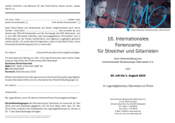 16. Internationales Feriencamp für Streicher und