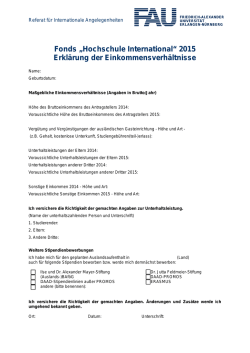 Fonds Hochschule International Einkommensverhältnisse 2015
