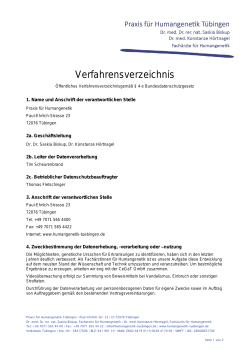 Verfahrensverzeichnis - Praxis für Humangenetik Tübingen