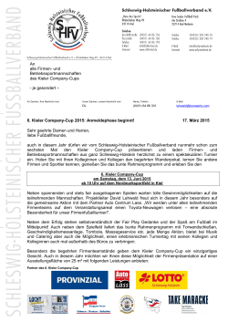 6. Kieler Company-Cup 2015: Anmeldephase beginnt! 17. März