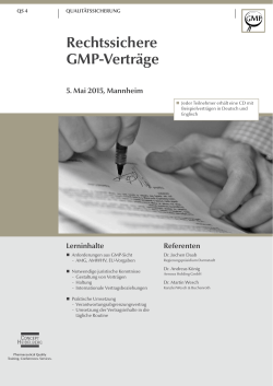 Rechtssichere GMP-Verträge (QS 4) - GMP