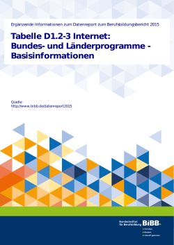 Tabelle D1.2-3 Internet: Bundes- und Länderprogramme