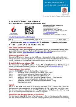 VERBANDSMITTEILUNGEN Betriebssportverband