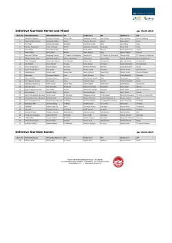 Definitive Startliste Herren und Mixed Definitive Startliste Damen