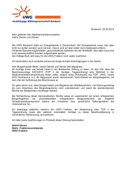 Butzbach, 26.05.2015 Sehr geehrter Herr