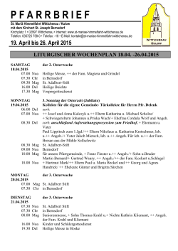 Pfarrbrief 19. - 26.04.2015 - Katholische Pfarrgemeinde St. Mariä