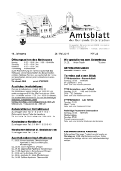 Amtsblatt kw22 - Gemeinde Unterstadion