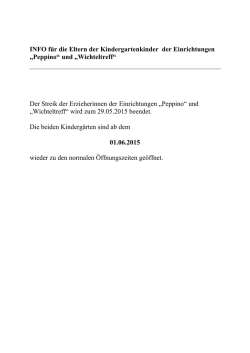 INFO f&uuml;r die Eltern der Kindergartenkinder der