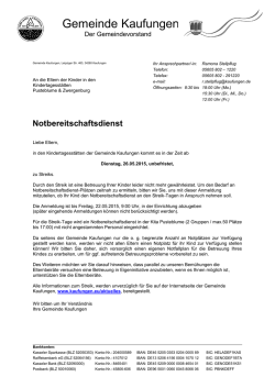 Elterninformation Kindertagesstätte Pusteblume und