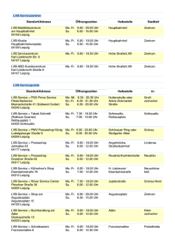 LVB-Servicezentren Standort/Adresse &Ouml;ffnungszeiten HaItesteIIe