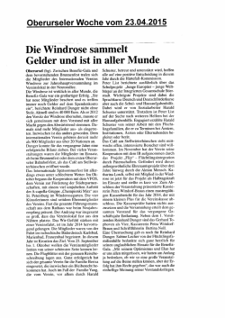 Die Windrose sammelt Gelder und ist in aller Munde