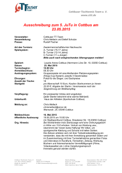 Ausschreibung zum 5. JuTu in Cottbus am 23.05.2015