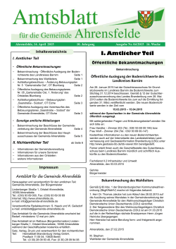 I. Amtlicher Teil - Gemeinde Ahrensfelde