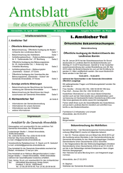 I. Amtlicher Teil - Gemeinde Ahrensfelde