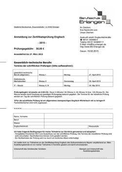 Anmeldung zur aktuellen Zertifikatsprüfung 2015