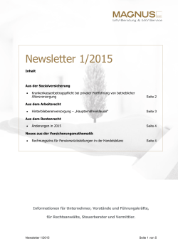 Newsletter 1/2015