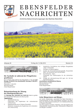 Ebensfelder Nachrichten vom 15.05.2015 KW 20
