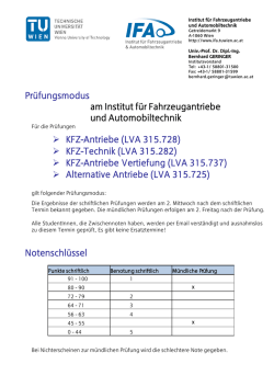 Prüfungsmodus und Notenschlüssel - Institut für Fahrzeugantriebe