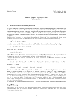 Lineare Algebra f&uuml;r Informatiker 2 Vektorraumhomomorphismen