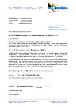 Anmeldung zur 8. HOF Drachenbootregatta 2015