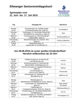 Speiseplan Seniorenmittagstisch