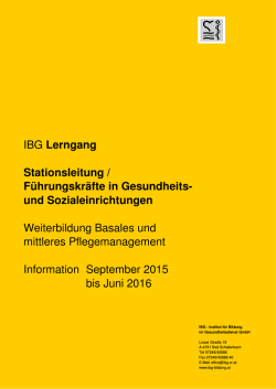 IBG Lerngang Stationsleitung / F&uuml;hrungskr&auml;fte in Gesundheits
