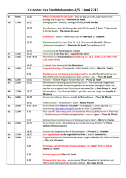 Kalender des Stadtdekanates 4/5 – Juni 2015