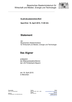 Pressestatement von Bayerns Wirtschaftsministerin Ilse Aigner