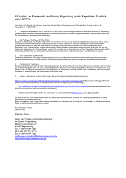 Information der Pressestelle des Bistums Regensburg an den